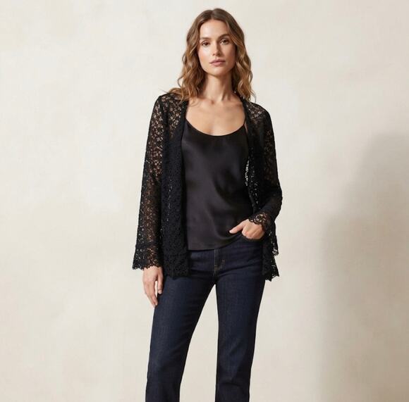 Jenny Helene Sweaters - Jenny Helene black knit open front cardigan sz XL vintage